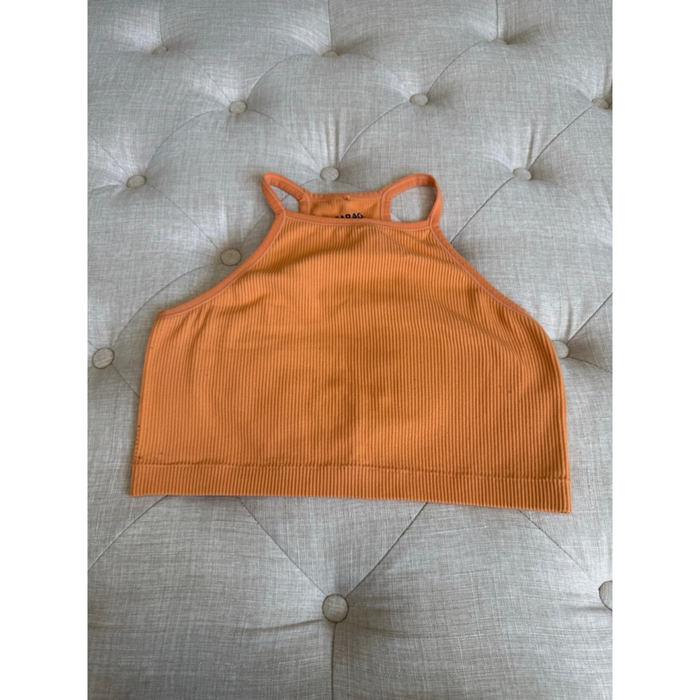 Women's Garage Orange Ribbed Halter Crop Top M
